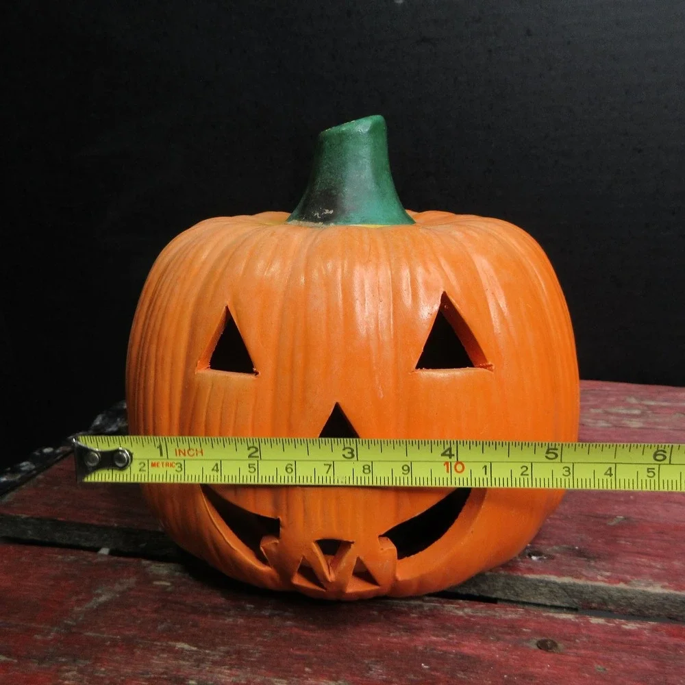 Vintage Jack-o'-Lantern Pumpkin Halloween Decor Ceramic Clay Yard Art Taiwan